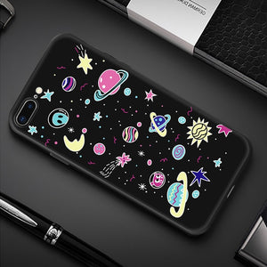Silicone Phone Case For iPhone XR XS Max 7 8 6 6S Plus 5 5S Pattern Cartoon Planet Space Star Back Cover For iPhone 11 Pro Shell
