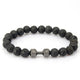 Mens & Womens Natural Stone Beads Bracelet Gold & Silver Plated Dumbbell