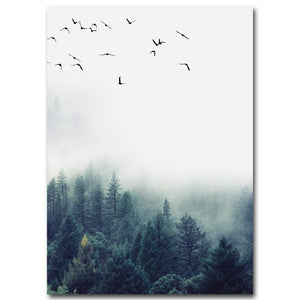Nordic Decoration Forest Lanscape Wall Art Canvas Poster and Print Canvas Painting Decorative Picture for Living Room Home Decor