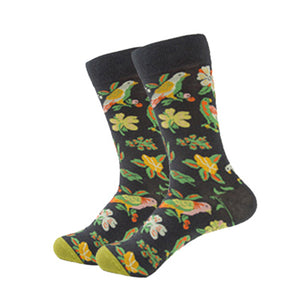New Casual Combed Cotton Men's Socks Tend Harajuku Street Hip Hop Funny Happy Socks Colorful Avocado Pattern Long Socks For Men