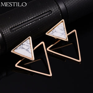 MESTILO Punk Geometric Design Faux Stone Stud Earring