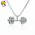 Street Fitness Sporty Dumbbell Pendant Necklaces 316L Stainless Steel Antique Silver Chains Necklaces for Men Gym Hiphop Jewelry